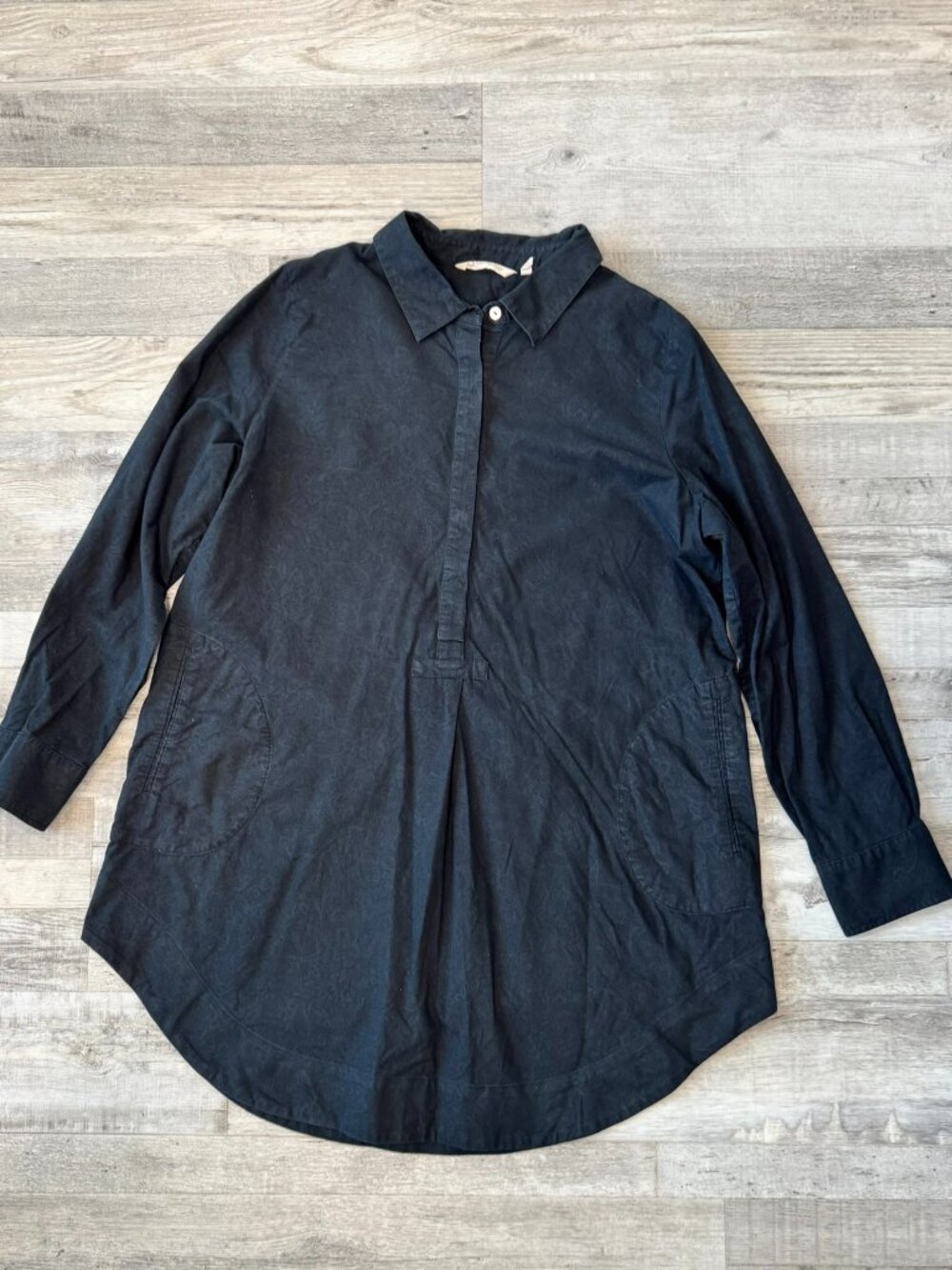 Soft Surroundings Black Cotton Long Sleeve Tunic Size Large Pockets S15